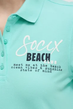 Basic Poloshirt aus Pikee mit Backprint crystal aqua