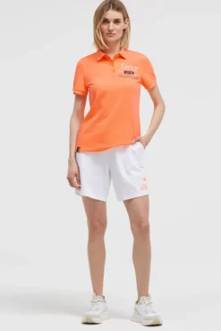 Basic Poloshirt aus Pikee mit Backprint electric orange