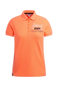 Basic Poloshirt aus Pikee mit Backprint electric orange