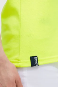 Basic Poloshirt aus Pikee mit Backprint electric lemon
