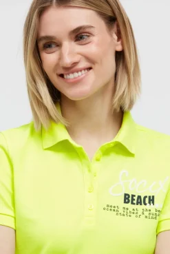 Basic Poloshirt aus Pikee mit Backprint electric lemon