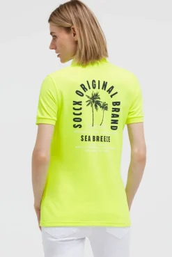 Basic Poloshirt aus Pikee mit Backprint electric lemon
