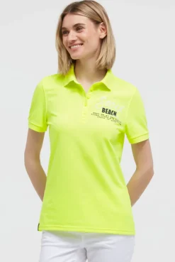 Basic Poloshirt aus Pikee mit Backprint electric lemon