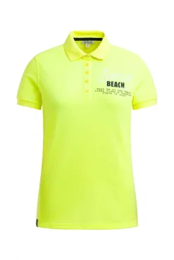 Basic Poloshirt aus Pikee mit Backprint electric lemon