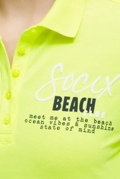 Basic Poloshirt aus Pikee mit Backprint electric lemon