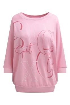 Basic Sweatshirt mit verkürzten Ärmeln und Artwork pink blush