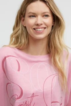 Basic Sweatshirt mit verkürzten Ärmeln und Artwork pink blush