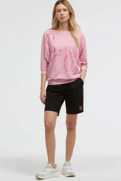 Basic Sweatshirt mit verkürzten Ärmeln und Artwork pink blush