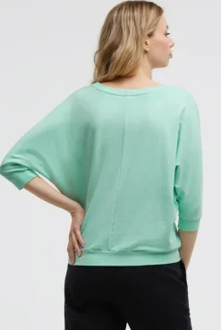Basic Sweatshirt mit verkürzten Ärmeln und Artwork crystal aqua