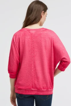 Basic Sweatshirt mit verkürzten Ärmeln und Artwork clear red