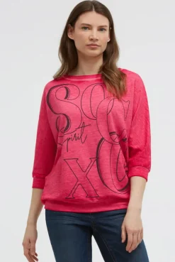 Basic Sweatshirt mit verkürzten Ärmeln und Artwork clear red
