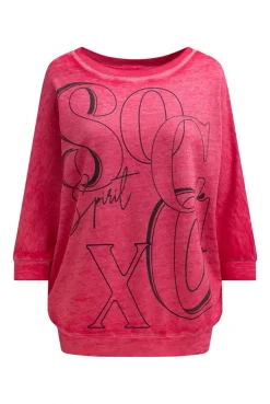 Basic Sweatshirt mit verkürzten Ärmeln und Artwork clear red