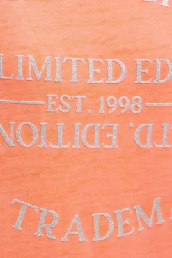 Basic Sweatshirt mit verkürzten Ärmeln und Artwork electric orange