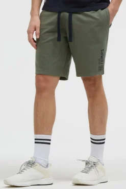 Basic Sweatshorts mit Label Print green olive