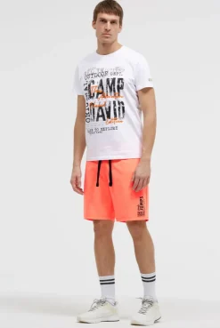 Basic Sweatshorts mit Label Print neon flame