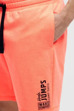 Basic Sweatshorts mit Label Print neon flame