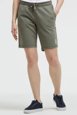 Basic Sweatshorts mit Logo Print faded olive | XXL