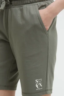 Basic Sweatshorts mit Logo Print faded olive | XXL