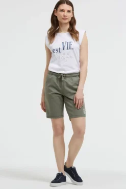 Basic Sweatshorts mit Logo Print faded olive | XXL
