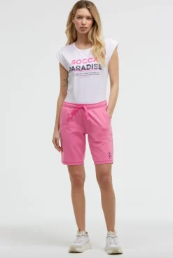 Basic Sweatshorts mit Logo Print neon magenta