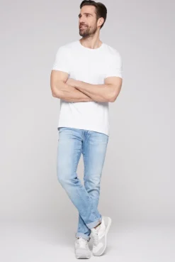 Basic T-Shirt mit Rundhalsausschnitt opticwhite