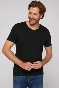 Basic T-Shirt V-Neck 2er-Pack black