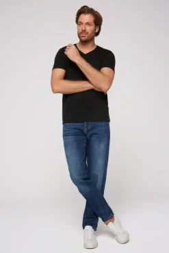 Basic T-Shirt V-Neck 2er-Pack black