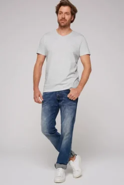 Basic T-Shirt V-Neck 2er-Pack grey melange