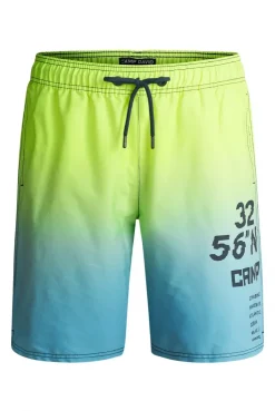 Beachshorts mit Farbverlauf und Print neon lime / island green