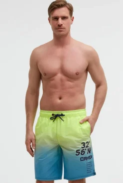 Beachshorts mit Farbverlauf und Print neon lime / island green