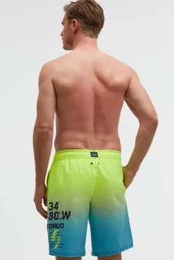 Beachshorts mit Farbverlauf und Print neon lime / island green