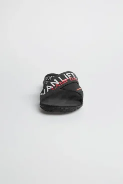 Beach Slipper mit Label Prints black