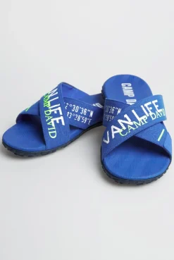 Beach Slipper mit Label Prints strong blue