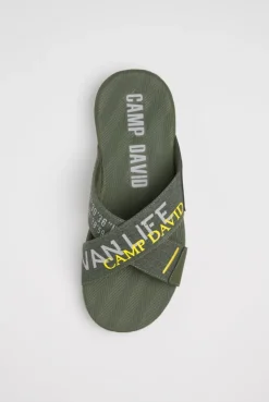 Beach Slipper mit Label Prints dusty green
