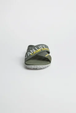 Beach Slipper mit Label Prints dusty green