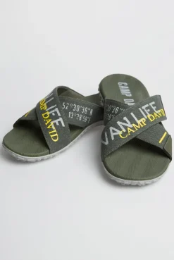 Beach Slipper mit Label Prints dusty green