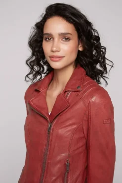 Bikerjacke aus Leder im Vintage Look red