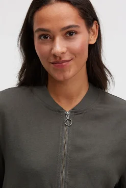 Blouson aus Leinen-Mix mit Rückenprint cool khaki