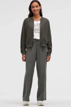 Blouson aus Leinen-Mix mit Rückenprint cool khaki