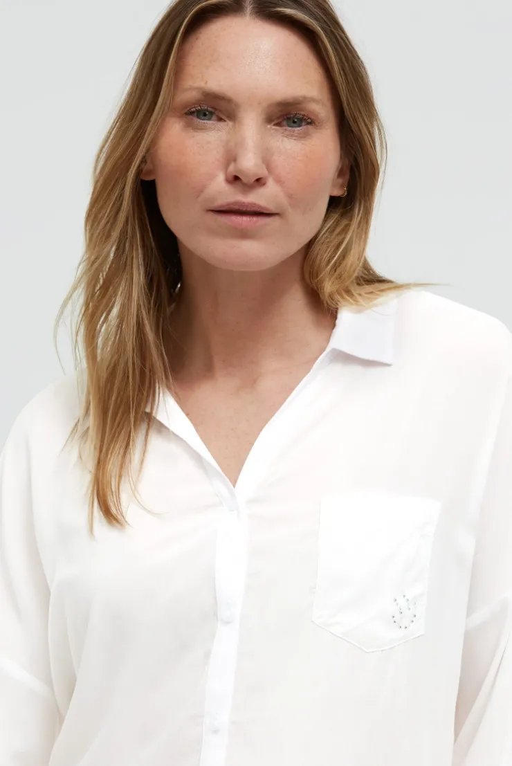 Bluse mit 3/4-Arm und Rückenprint opticwhite
