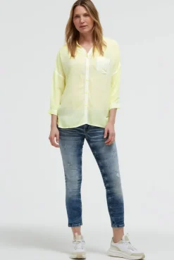 Bluse mit 3/4-Arm und Rückenprint vivid lemon