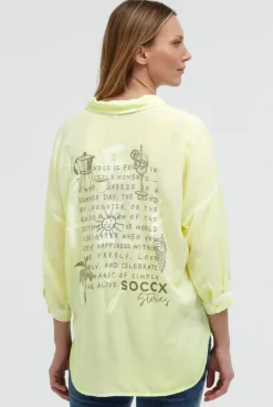 Bluse mit 3/4-Arm und Rückenprint vivid lemon