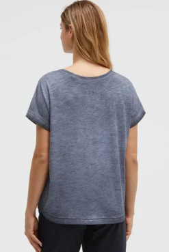 Blusenshirt im Stoffmix mit Artwork blue navy