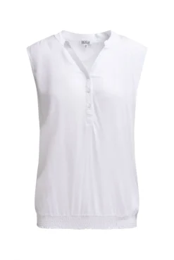 Blusentop mit gesmoktem Saum und Rückenprint opticwhite