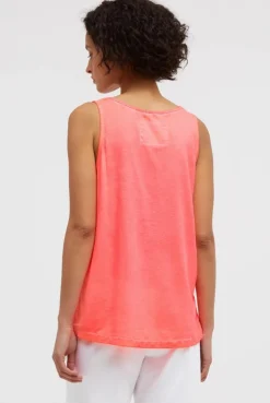 Blusen-Top Oil Dyed im Materialmix neon coral