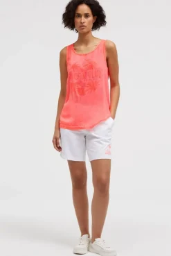 Blusen-Top Oil Dyed im Materialmix neon coral