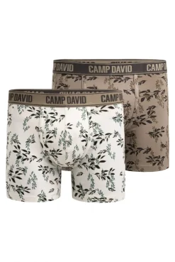 Boxershorts mit All Over Print, 2er-Pack birch / taupe