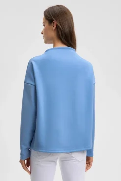 Boxy-Sweatshirt mit Print und Schmucksteinen blue heaven