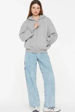 BRU-NO Hoodie Jacket Oversized Unisex grey melange | XL