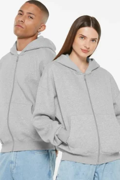 BRU-NO Hoodie Jacket Oversized Unisex grey melange | XL